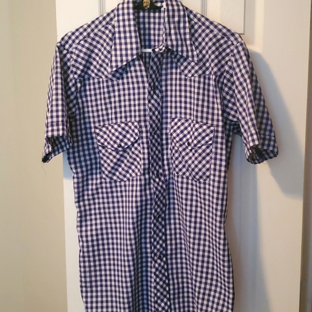 Men medium vintage big and tall western pearl snap shirt